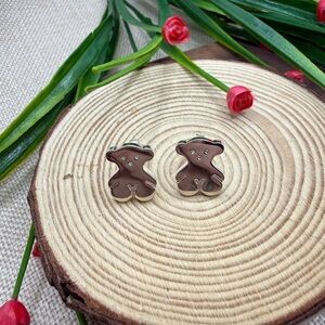 Large Silver Bear Earrings 925